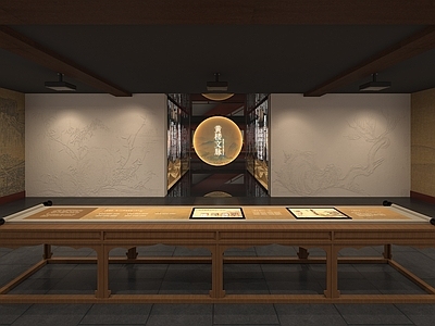 新中式中式博物馆 展馆 博物馆 展厅 展柜 展台