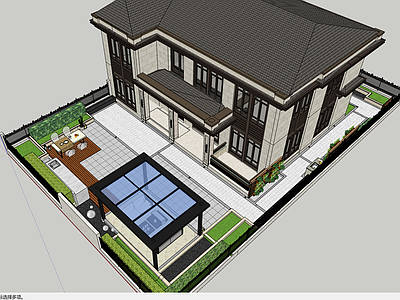 现代新中式庭院 新中式别墅庭院 施工图
