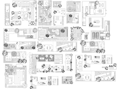 现代综合景观图库 庭院景观 庭院花园 别墅庭院 施工图