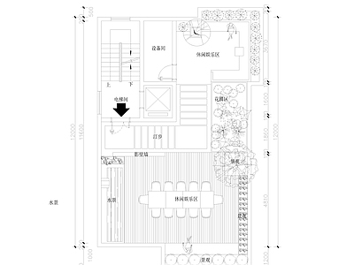 现代屋顶花园 屋顶花园平面图 庭院花园 施工图