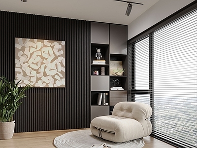 现代阳台 休闲阳台 休闲空间 休闲沙发 书架 休闲区