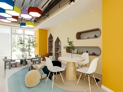 现代母婴店 培训中心 大厅 接待处 前台 儿童游乐中心