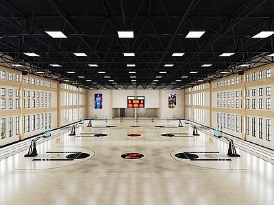 现代篮球场 篮球体育馆 室内篮球场