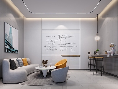 现代茶水间 现代茶水间 洽谈室 沙发 吧台 小吊灯