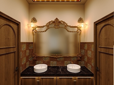 法式复古酒店卫生间 公共卫生间