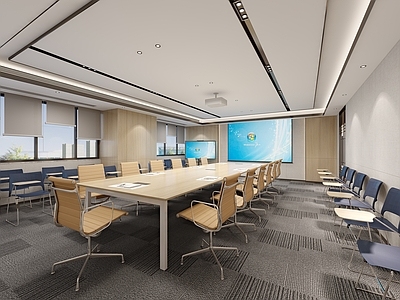 现代会议室 会议室 办公桌 办公椅 投影