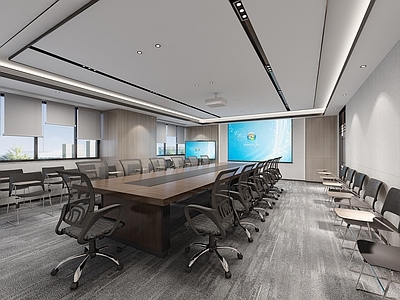 现代会议室 会议室 办公桌 办公椅 投影