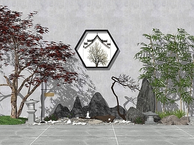 现代新中式其他景观小品 小品 枯山水 中式组景