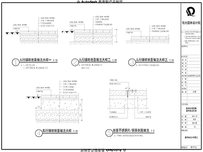 地面综合节点 铺地通用大样 各类铺地 汀步 施工图