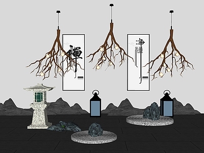 现代新中式其他景观小品 中式组景 小品