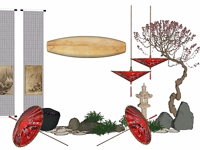 现代新中式其他景观小品 中式组景 禅意小品