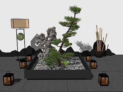 现代新中式其他景观小品 中式组景 禅意小品