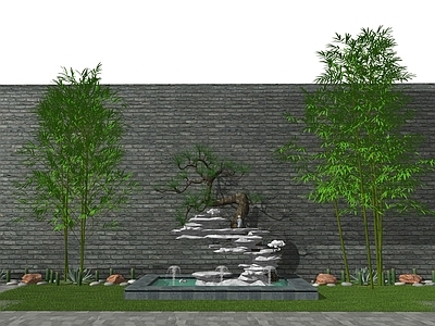 现代新中式其他景观小品 景墙 中式小品 禅意组景