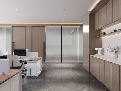 现代新中式办公区 办公区 水吧区