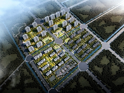 现代鸟瞰规划 住宅鸟瞰