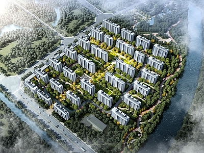 现代鸟瞰规划 住宅鸟瞰