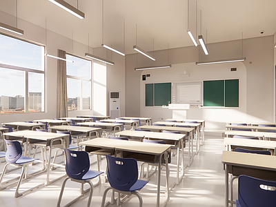 现代教室 学生教室 课桌椅 教室