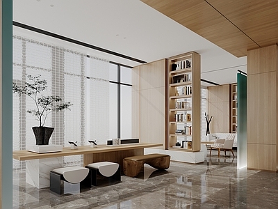 新中式现代售楼处 现代售楼部 休闲区 接待区 会客厅 茶桌茶椅