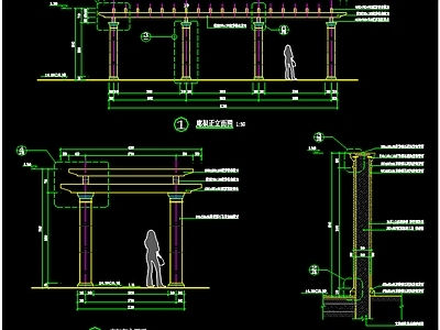 欧式法式亭子图库 欧式花架廊架 含结构图 施工图