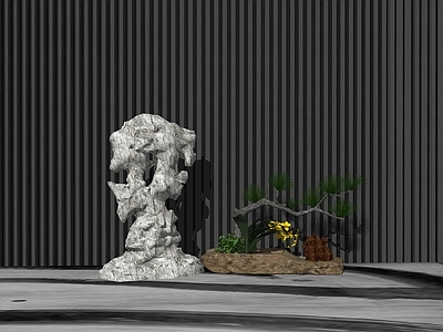 现代新中式景观石 景观石 中式小品 组景