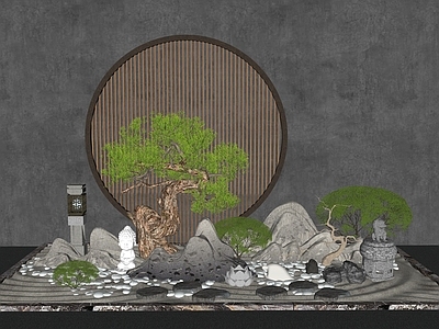 现代新中式其他景观小品 庭院小品 中式组景 禅意小品