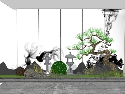 现代新中式其他景观小品 庭院设计 中式组景 禅意小品