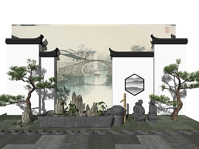 现代新中式其他景观小品 庭院设计 中式组景