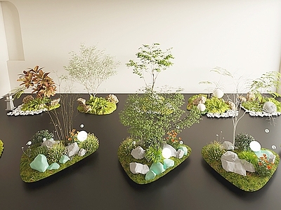 现代其他景观小品 室内景观造景 植物堆 绿植造景 景观小品 现代绿植造景