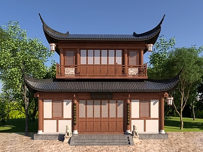 中古复古古建 古建 中式建筑 钟鼓楼 庙宇 寺庙