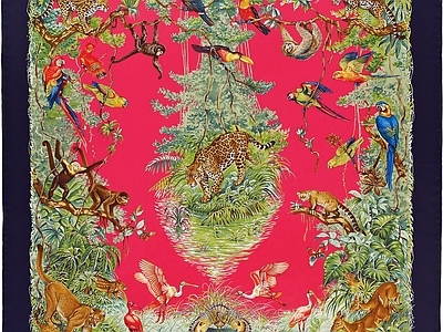 现代丝绸 高端丝巾面料印花 高端时尚印花图案 复古时尚印花图案 时尚复古装饰画