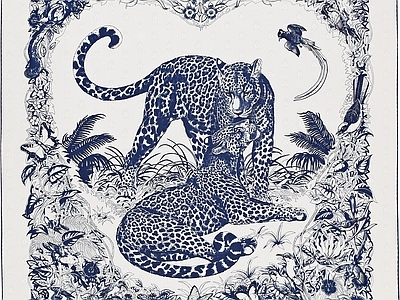 现代丝绸 高端丝巾面料印花 高端时尚印花图案 复古时尚印花图案 时尚复古装饰画