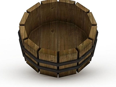 现代Q版场景道具木桶