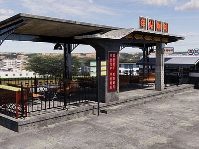 中式复古咖啡厅 年代车站 户外咖啡馆 主题咖啡馆 户外休闲 主题餐车
