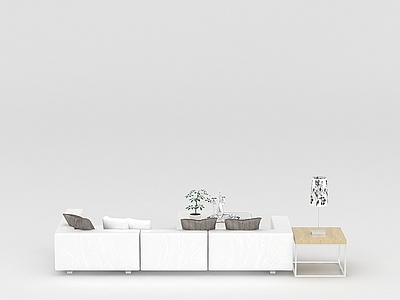 现代客厅白色组合沙发