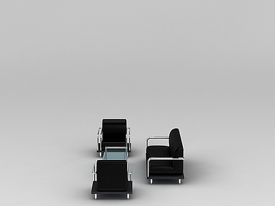 现代黑色皮质组合沙发