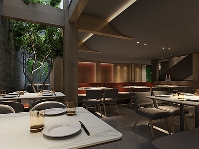 原木复古中餐厅 餐饮空间设计 散座区 高端餐饮设计