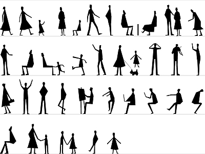现代人物 人物剪影 生动小人素材 模特 施工图