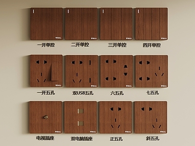 开关 法式中古 开关插座 木纹开关插座