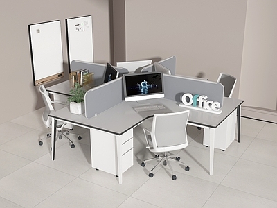 现代办公桌椅 办公桌椅 办公桌 电脑桌 电脑台 多人办公桌