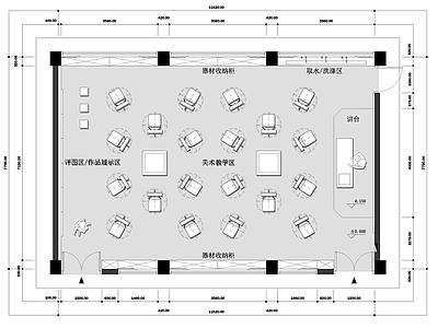 现代画室 美术教室 施工图
