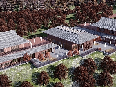 新中式中式餐饮建筑 新中式 现代 汉代 古建 商业