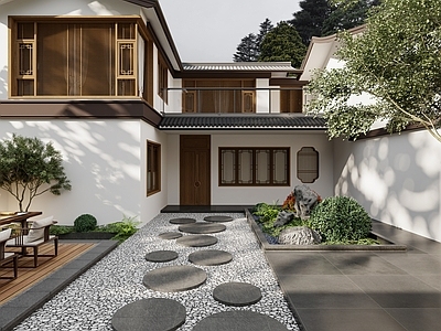 新中式中式四合院 新中式四合院 现代四合院 中式独栋别墅 四合院别墅 入户花园