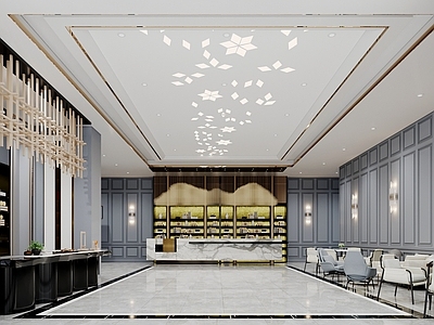 现代新中式售楼处 新中式售楼部大厅 前台 休闲椅 茶桌椅 新中式摆件