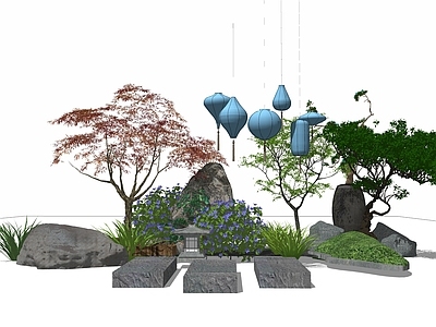 现代新中式其他景观小品 庭院设计 园艺小品 禅意组景