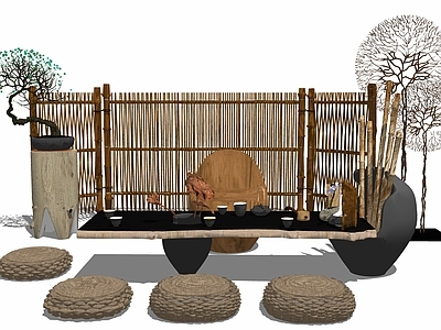 现代新中式其他景观小品 庭院设计 重视组景 茶台