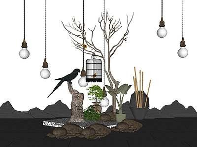 现代新中式其他景观小品 庭院设计 园艺小品 中式组景