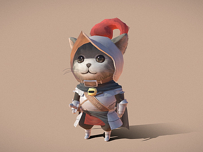 虚拟人物 猫 骑士 帽子