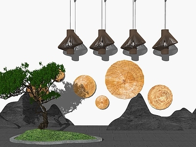 现代新中式其他景观小品 庭院设计 中式组景 园艺小品