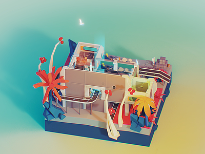 现代艺术风格建筑 智能商城 卡通商城 全自动商城 科幻空间建筑 世界制作自动化