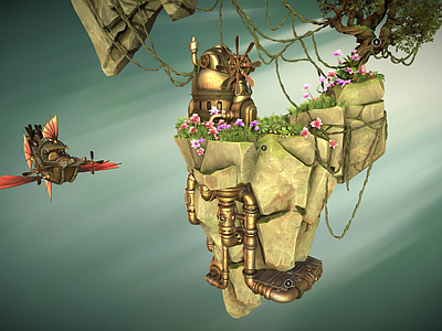 现代艺术风格建筑 悬空的岛屿 天空实验室 悬浮城堡 飞行城堡